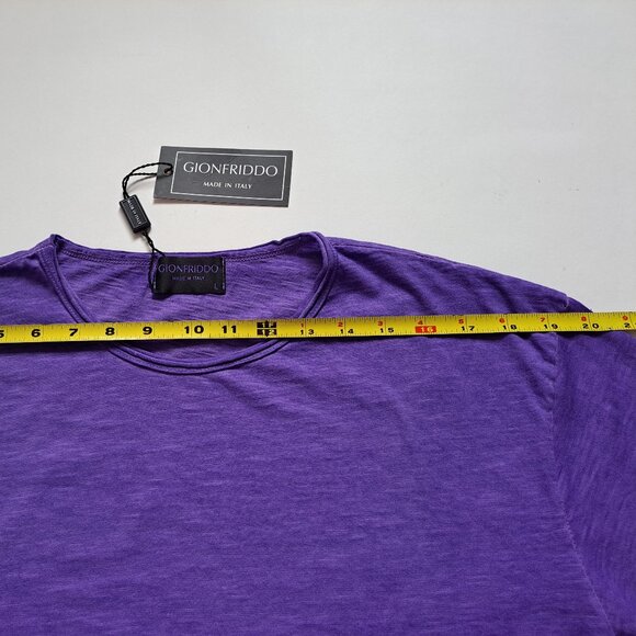 NEW Gionfriddo Men's Italian 100% Cotton Crew Neck Purple T-shirt Size L - Picture 11 of 13